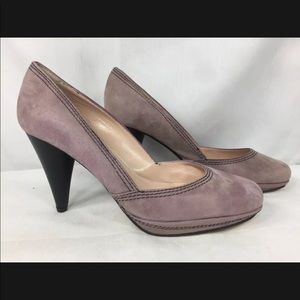 LOEFFLER RANDALL High Heel Platform Pump Purple Tonal Stitching Round Toe Lilac